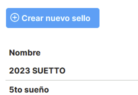 Botón "Crear nuevo sello" sobre la lista de sellos de la cuenta
