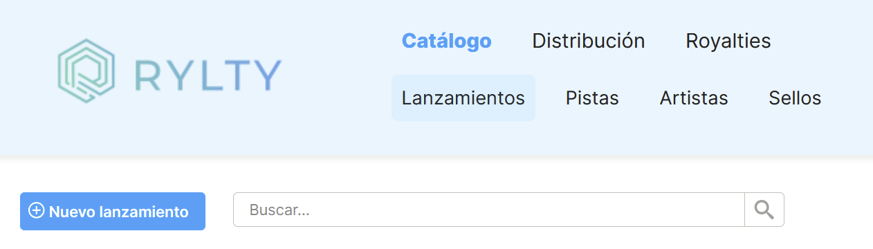 Menú Catálogo › Lanzamientos con el botón "Nuevo lanzamiento" y el buscador