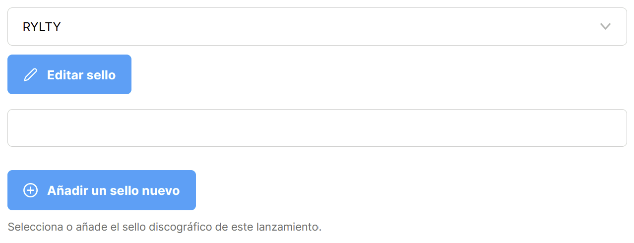 Selector de sello con los botones "Editar sello" y "Añadir un sello nuevo"